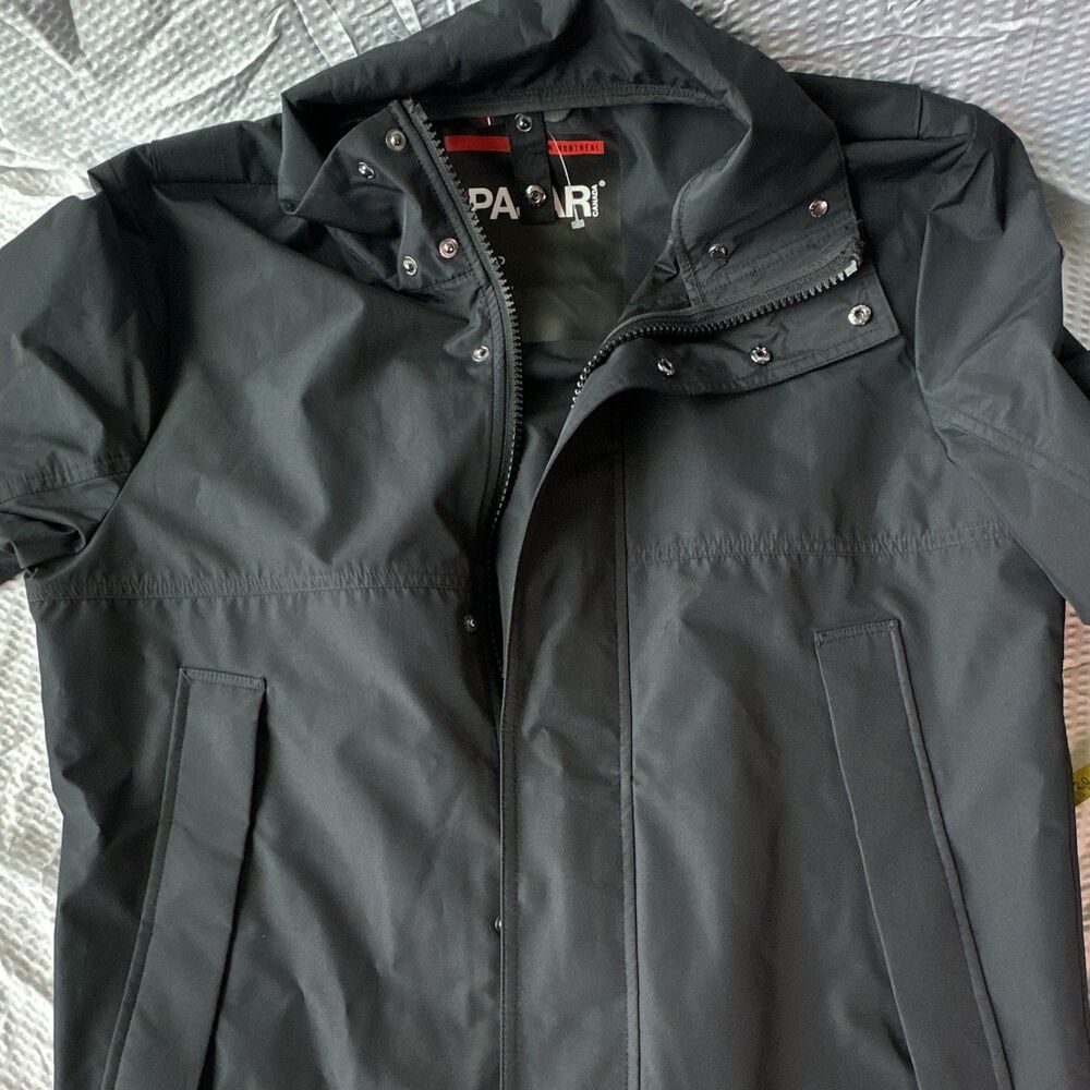 Pajar Men's Gray Parka Jacket S Full Zip Snap Stand-Up Collar Pockets Mid-Length